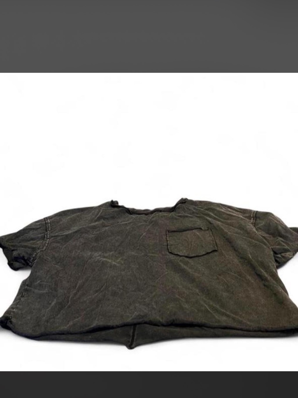SHEIN Washed Short-Sleeve Pocket Tee - Olive Green
